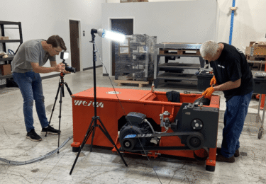 Video Design Intern films a technical instructional video with WEIMA shop technician