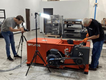 Video Design Intern films a technical instructional video with WEIMA shop technician