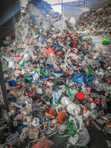 Plastic waste before shredding